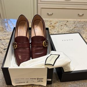 Gucci Wine Red Leather Horsebit Loafers